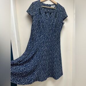 Navy and White Fit and Flare Dress with Cut Outs by Shelby + Palmer